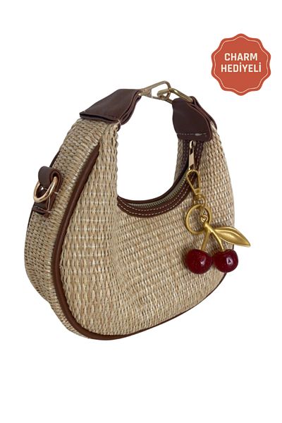 MODA Mira Taba Original Straw Charm Women's Hand, Arm and Shoulder Bag with Gift