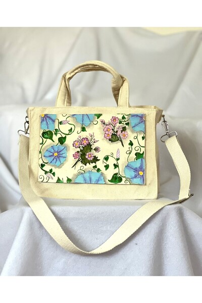 Bi Çantam El Boyaması Kanvas Çanta – Benzersiz Tasarım, Cırtlı Değişebilir Re...