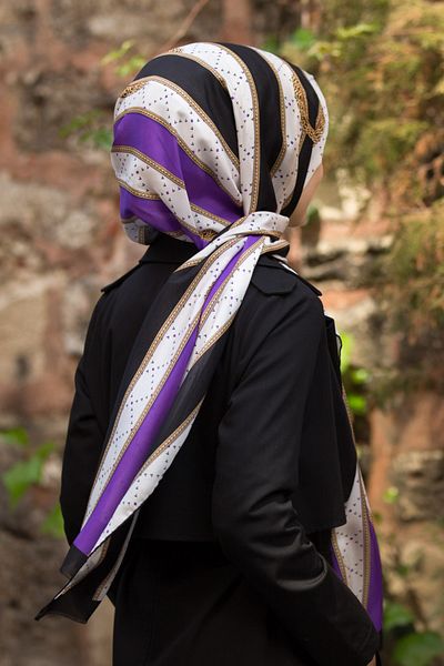 Vissona Women's Fresh Silk Shawl Purple Black