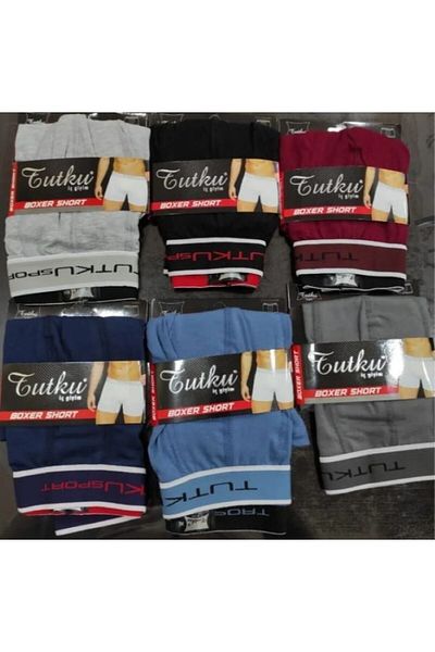 Tutku Men's Mixed Color 6 Pieces Lycra Boxers