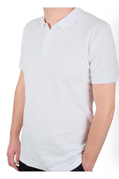 Ellit giyim Men's White 100% Cotton Regular Cut Polo Neck T-Shirt - Premium