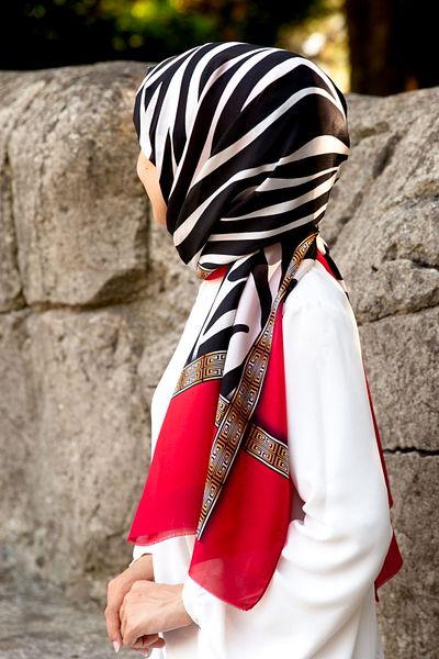 Vissona Women's Fresh Silk Shawl Red Black