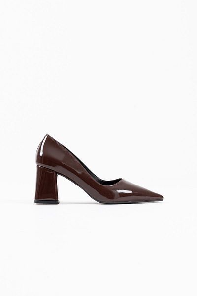 Zerenyus Valeria Premium Bitter Brown Patent Leather Women's Heeled Shoes