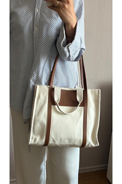 cosybag. Літня лляна канва великого розміру з застібкою-блискавкою, щодня використовувана сумка через плече