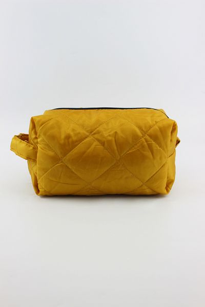 İLKYAZ Multifunctional Hand Wallet with Mustard Quilted Pattern