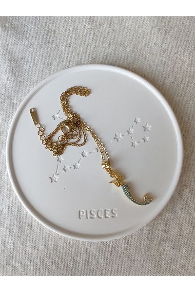 İLKYAZ Accessories Mermaid Zircon Stone Minimal Steel Necklace