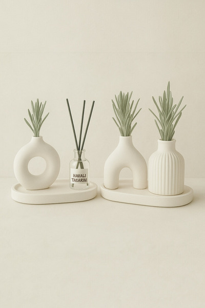 Havalı Tasarım Dekoratif Vazo Koku Çeyiz Dekor Fırsat Set