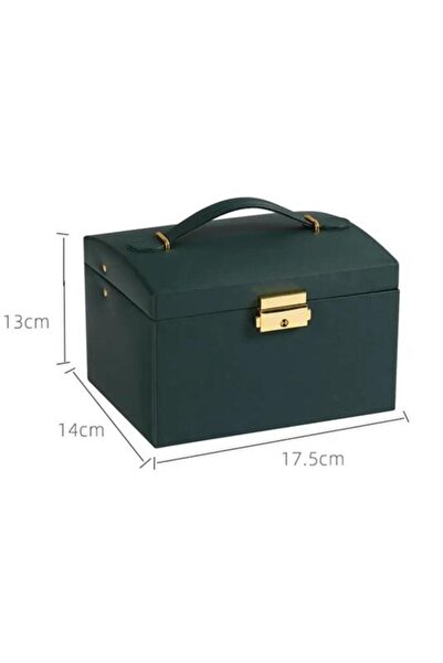 Schulzz Üç Katmanlı Kilitli Çok Fonksiyonlu Takı Mücevher Kutusu, Taşınabilir Yüzük Küpe Kolye Mücevher Kut