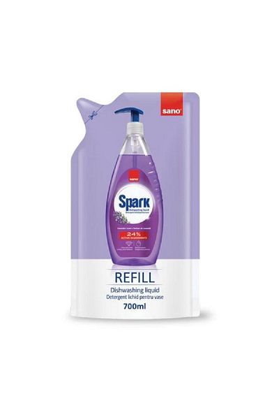 Sano Detergent De Vase Rezervă 700ml Spark Lavanda.