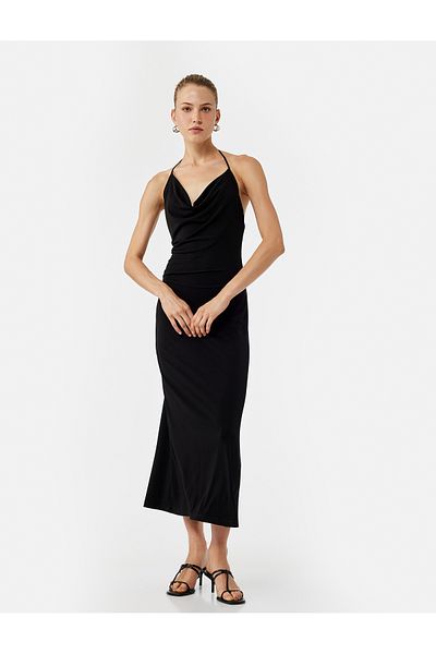 Koton Φόρεμα Crepe Fabric Slim Fit Halter Neck Midi μήκους
