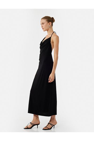Koton Φόρεμα Crepe Fabric Slim Fit Halter Neck Midi μήκους