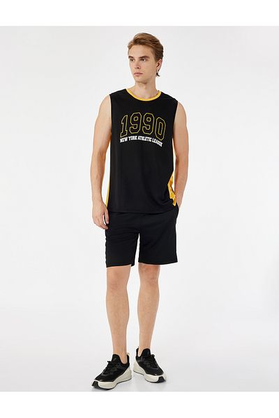 Koton Sleeveless Crew Neck Color Contrast College Printed Sports Tank Top