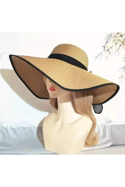 AYSBUTK Kadın Kahverengi Hasır Şapka 42-cm