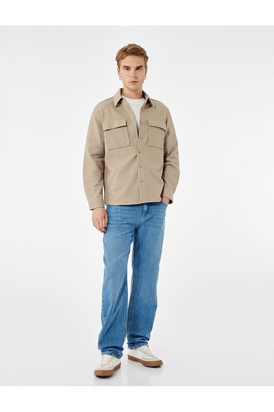 Koton Cotton Regular Waist Pocket Detailed Vintage Straight Fit Jean Trousers