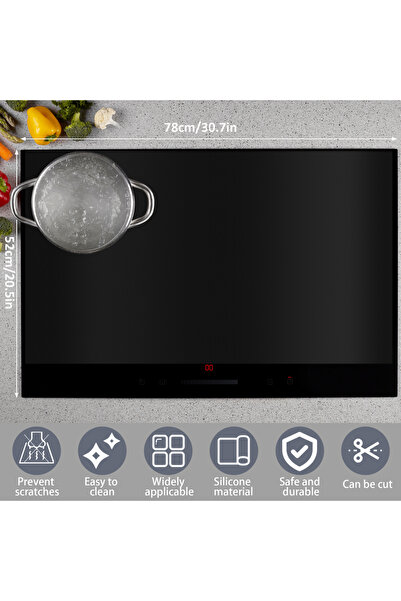 Choice Black 52x78cm Induction Cooktop Protector Mat Silicone Induction Cooke...