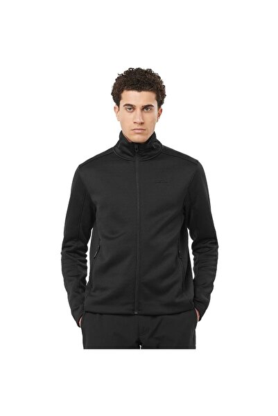 Salomon LC2329100-LC2300800 Sntial Midfleece Fz Jacket Ανδρικό φούτερ με φερμουάρ Fleece ΜΑΥΡΟ