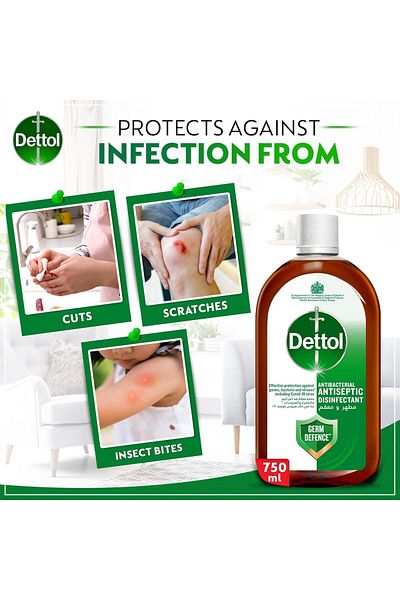 Dettol Antiseptic Antibacterial Disinfectant Liquid 750 ml Kills 99.9% Germs, Multi-purpose Hygiene