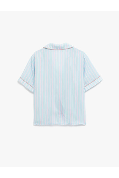Koton Viskon Kumaş Kısa Kollu Düğmeli Gömlek Yaka Pijama Üstü