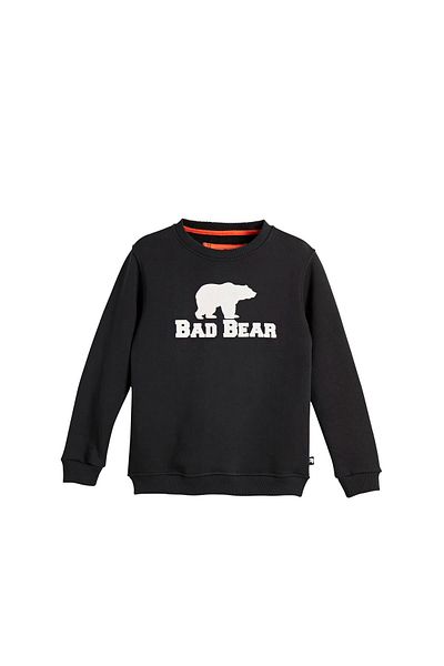 Bad Bear Logo Crewneck Kids Black Printed Children's Sweatshirt