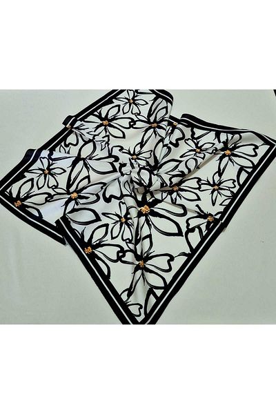 SOFT AKSESUAR Satin Patterned Scarf Bandana