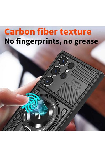 SKYDDAR INNOVATION Case for Samsung Galaxy S24 Ultra, RuggedCam, Shockproof magnetic ring, sticker set, Gray