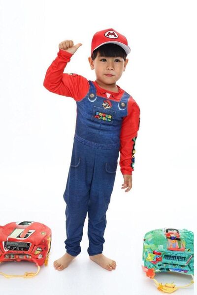 3A MODA ÇOCUK KOSTÜM Super Mario Çocuk Kostümü 4-10 Yaş Erkek Kostüm Seti