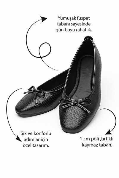 Nstil Daily Women's Ballerina Shoes Oval Toe Bow Comfortable Mold Serrated Sole Ballerina Shoes 112