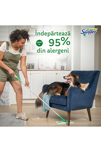 Swiffer Kit Mop Uscat/Umed Sweeper Trap&Lock 1 Mop, 8 Rezerve Lavete Uscate+3 Rezerve Lavete Umede