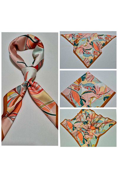 SOFT AKSESUAR Satin Patterned Scarf Bandana