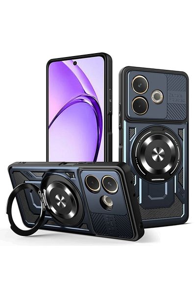 SKYDDAR INNOVATION Husă pentru Oppo A5 Pro 5G / A5 Pro 4G, RuggedCam, inel magnetic anti-șoc, set autocolante, albastră