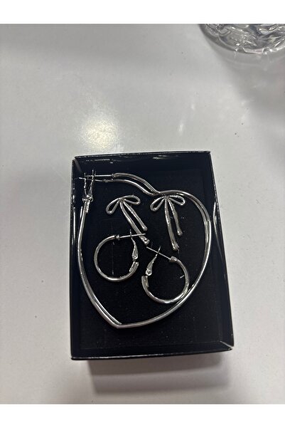 TakiCenneti Fiyonk kalp küçük yuvarlak halka küpe seti