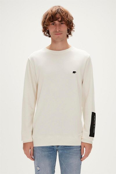 Bad Bear Be Cool Crewneck Marshmallow White Printed Men's Sweatshirt