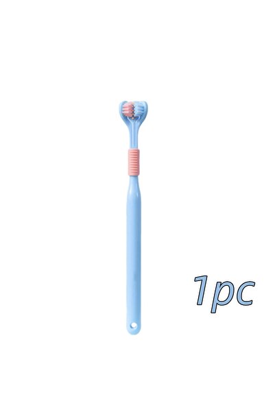 Choice فرشاة أسنان زرقاء، قطعة واحدة، 4 قطع، بشعيرات ناعمة، ثلاثية الجوانب، ت...