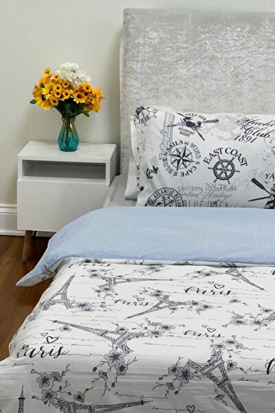 Faiend Cotton Double Duvet Cover Set with Fade-Resistant Anti-Fluffy Fitted Sheets