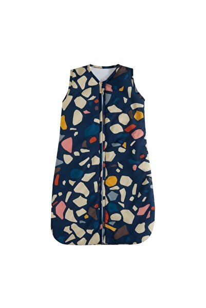 Hibboux Terazzo %100 Pamuk Kumaş Nano Dolgu Kolsuz 2.5 Tog Taş Desen Uyku Tulumu - Lacivert