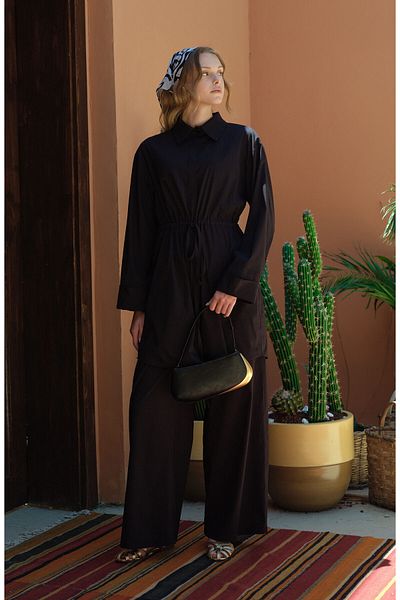 Fatma Atasoy Wide Leg Black Cotton Trousers