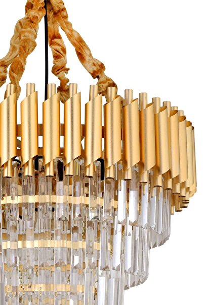 Avizemoda Palmira 55'lik Kristal Taşlı Lüks Avize - (sarı-yaldız)