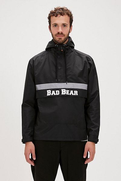 Bad Bear سترة واقية من الرياح للرجال باللون الأسود مع جيب الكنغر