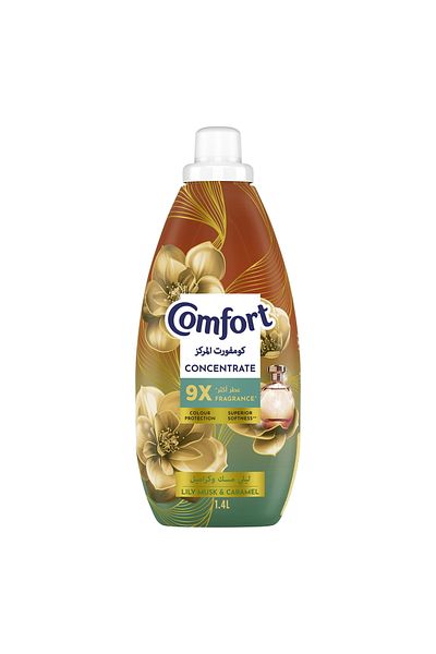 Comfort منعم أقمشة مركز برائحة زنبق المسك والكراميل 1.4 لتر
