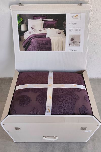 Sevim طقم مفروشات تيفولي مكون من 10 قطع مع بطانية مخملية وغطاء سرير من نوع Spectra Plum