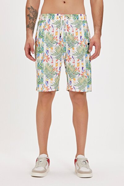 Bad Bear Bloom White Men's Shorts - Printed