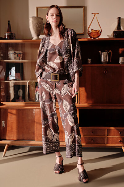 Naramaxx Панталони с широки крачоли и листен мотив