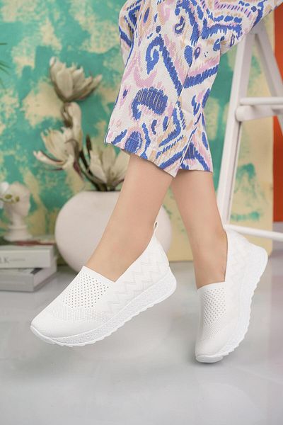 Nesil Shoes Aky 055 White Knitwear Summer Women's Shoes