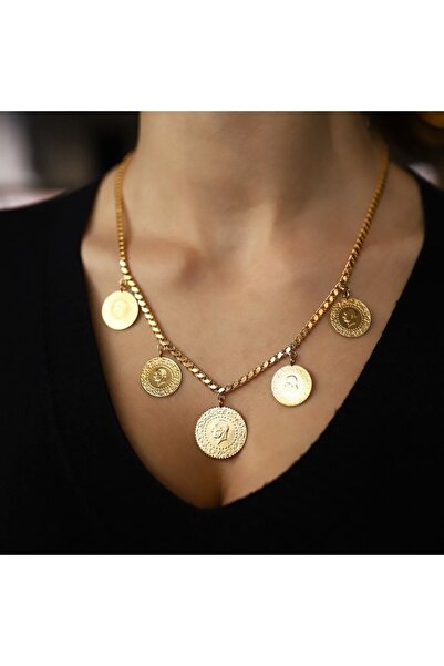 İdeal Sarraf 22 Ayar Yarım Altınlı Beşi Bir Yerde Kolye