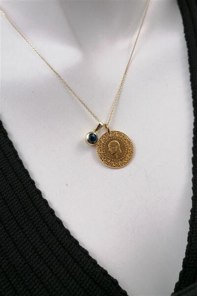 İdeal Sarraf 22 Ayar Çeyrek Altınlı Nazarlıklı Kolye