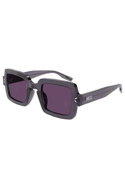 ALEXANDER MCQUEEN نظارات شمسية للنساء Mq0326s 004 48-26، أسيتات، إطار مربع رمادي