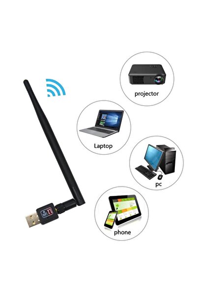Derwell Usb Kablosuz Wireless 600 Mbps Wifi Çekim Yükseltici Adaptör Pc Ağ Lan Kartı Antenli Güçlendirici