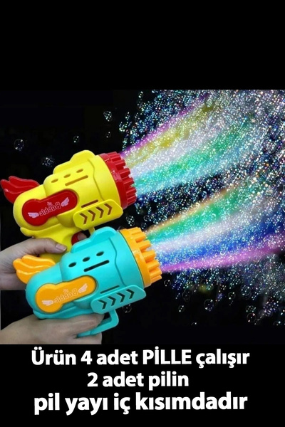 BambaPaw 23 Delikli Pilli Köpük Baloncuk Makinesi Tabancası - Pilli Köpük Tabancası Bubble Gun Köpük Tabanca