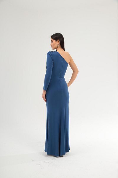 Robes Rochie de seară elegantă pentru femei, cu o singură mânecă, cu detaliu de șnur și broderie