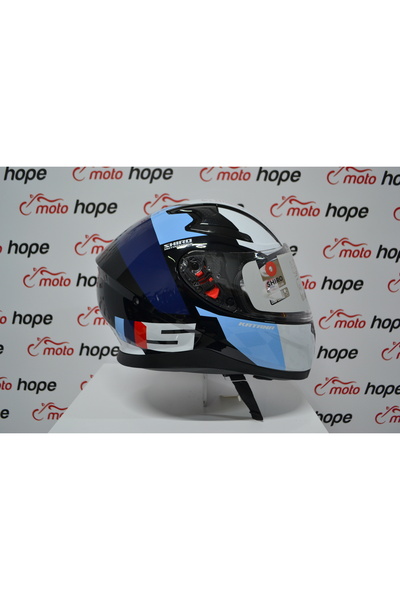 Shiro Katana Spower Full Face Motosiklet Kaskı Mavi - Çift Güneş Vizörlü Tam Koruma